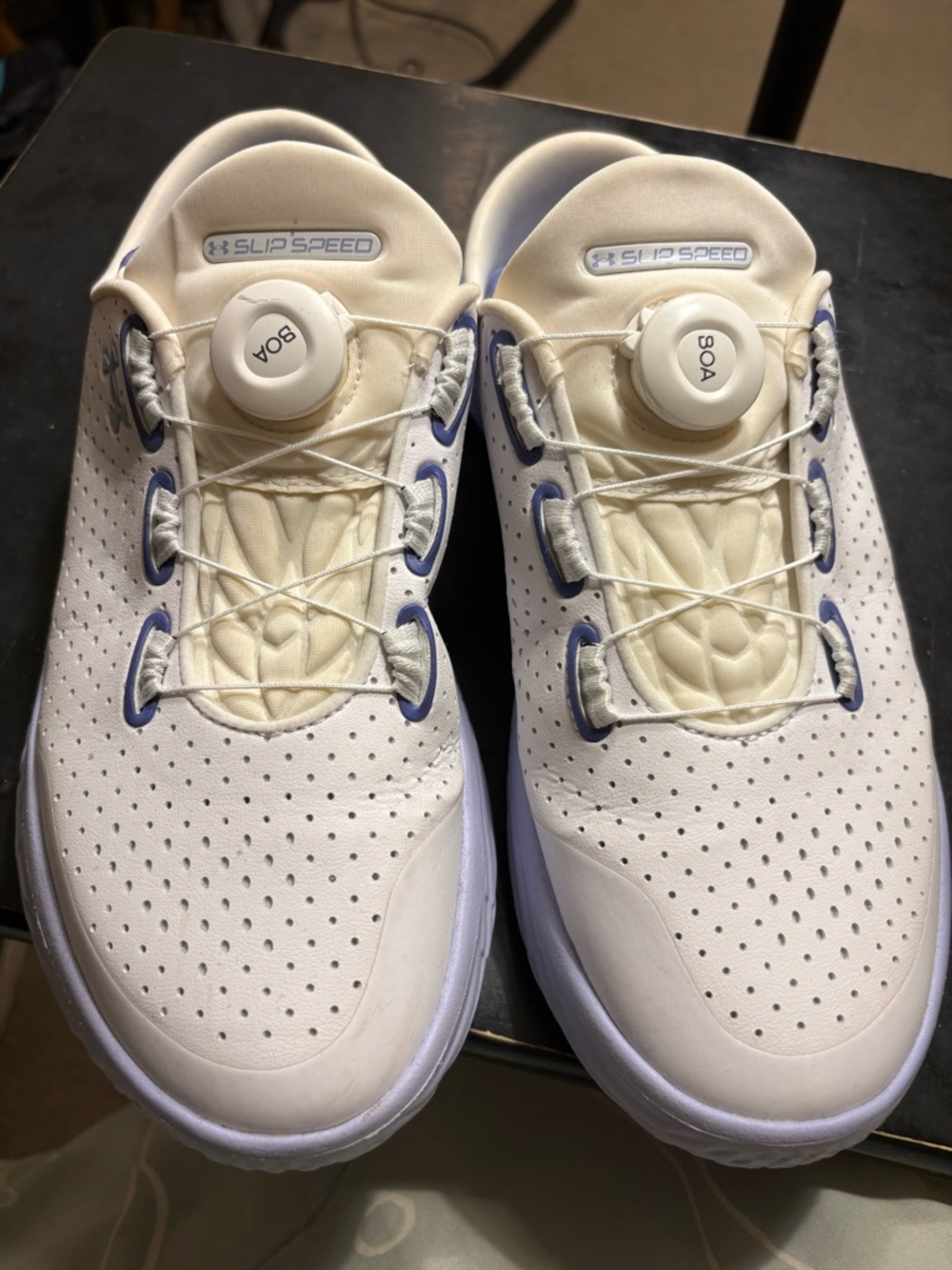 Under Armour Slip Speed BOA White with Blue Accents Men’s Sneakers